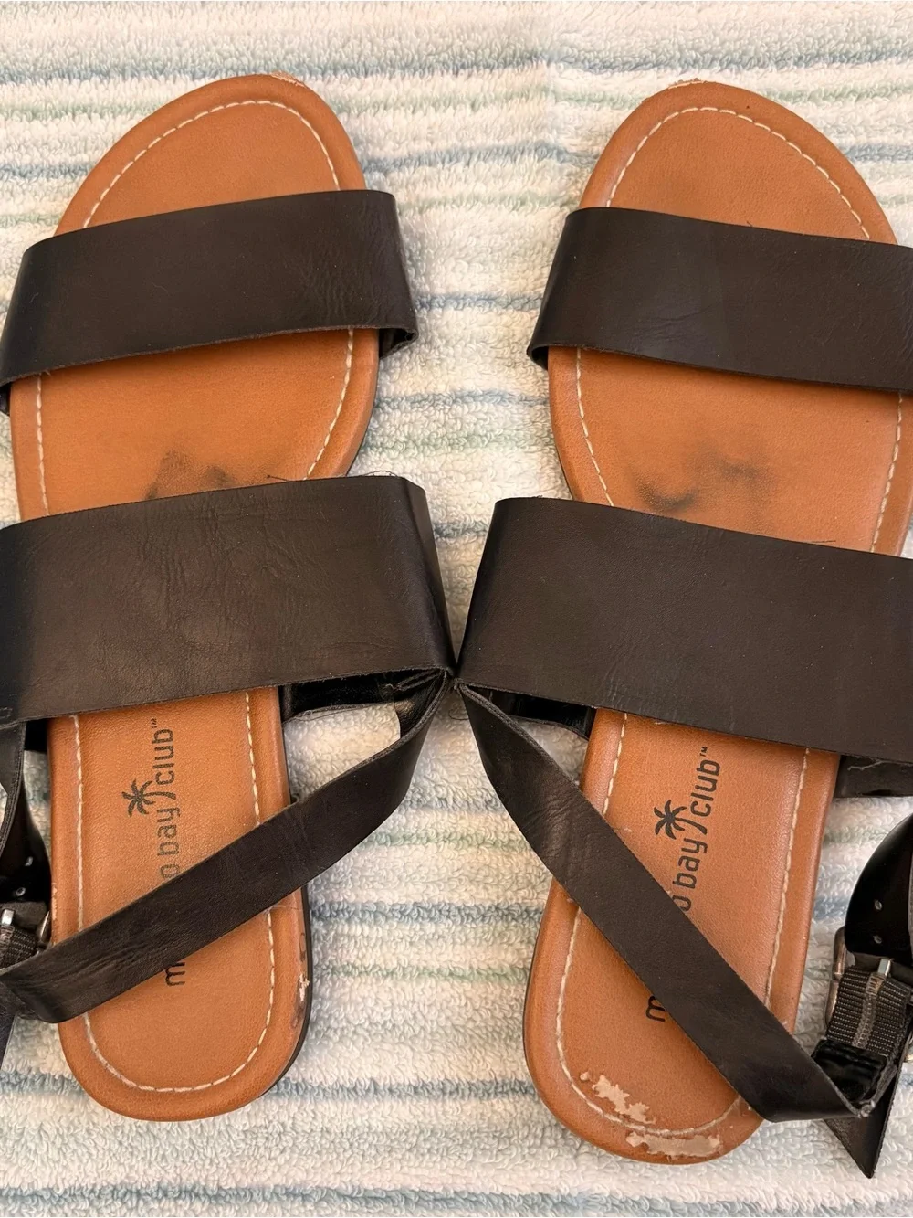 Montego Bay Club Black Strappy Slide Sandals - 8 1/2 M